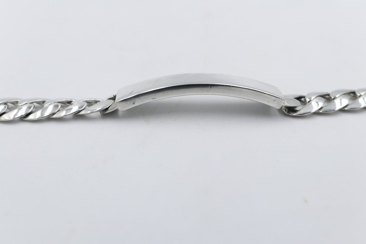 Sterling Silver Rounded Curb ID bracelet IRA29