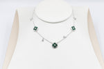 Stg Silver Necklace with Green Motif IRA14