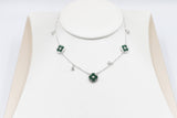 Stg Silver Necklace with Green Motif IRA14