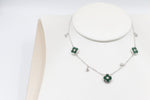 Stg Silver Necklace with Green Motif IRA14