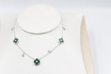 Stg Silver Necklace with Green Motif IRA14