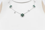 Stg Silver Necklace with Green Motif IRA14