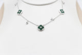 Stg Silver Necklace with Green Motif IRA14