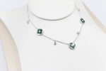 Stg Silver Necklace with Green Motif IRA14