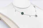 Stg Silver Necklace with Green Motif IRA14