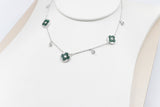 Stg Silver Necklace with Green Motif IRA14