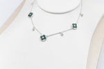 Stg Silver Necklace with Green Motif IRA14