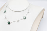 Stg Silver Necklace with Green Motif IRA14