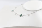 Stg Silver Necklace with Green Motif IRA14