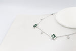 Stg Silver Necklace with Green Motif IRA14