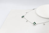 Stg Silver Necklace with Green Motif IRA14