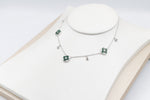 Stg Silver Necklace with Green Motif IRA14