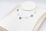 Stg Silver Necklace with Green Motif IRA14