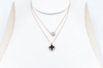 Stg Silver Rose Gold Plate Necklace with Black Motif IRA16