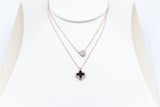 Stg Silver Rose Gold Plate Necklace with Black Motif IRA16