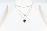 Stg Silver Rose Gold Plate Necklace with Black Motif IRA16