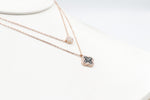 Stg Silver Rose Gold Plate Necklace with Black Motif IRA16