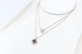 Stg Silver Rose Gold Plate Necklace with Black Motif IRA16