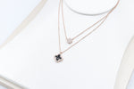 Stg Silver Rose Gold Plate Necklace with Black Motif IRA16