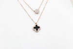 Stg Silver Rose Gold Plate Necklace with Black Motif IRA16