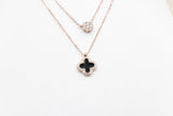 Stg Silver Rose Gold Plate Necklace with Black Motif IRA16