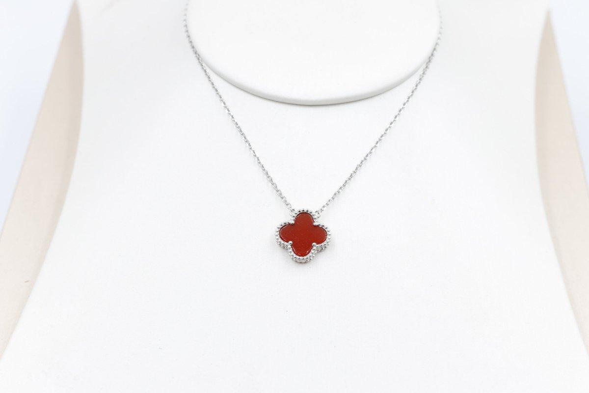 Stg Silver Necklace with Red Motif IRA08