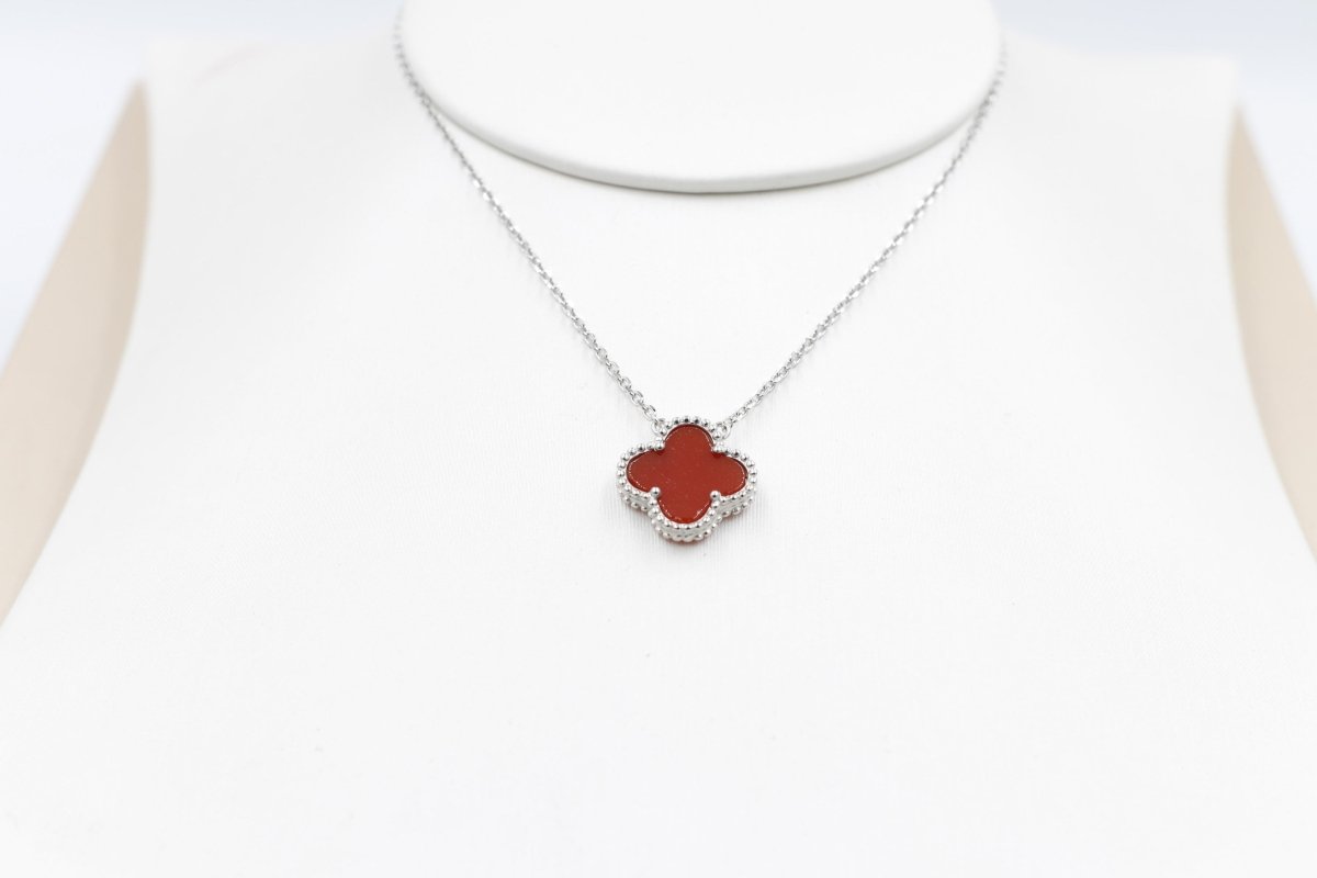 Stg Silver Necklace with Red Motif IRA08