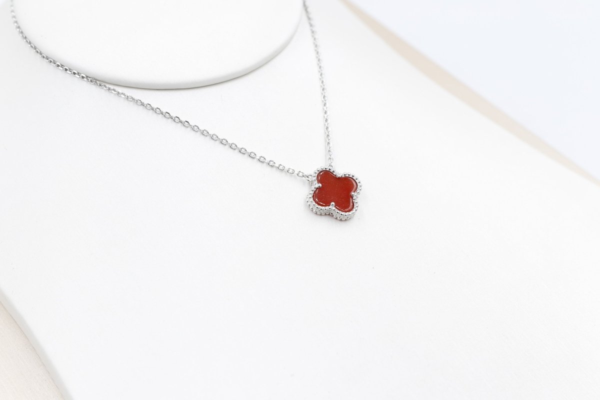 Stg Silver Necklace with Red Motif IRA08