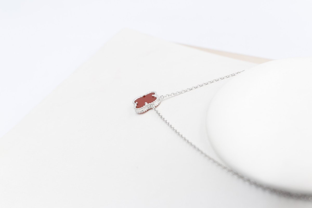 Stg Silver Necklace with Red Motif IRA08