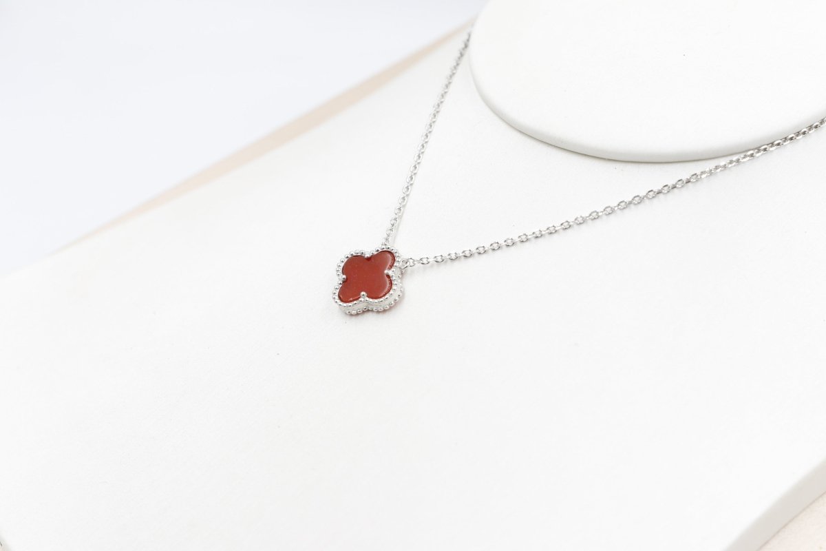 Stg Silver Necklace with Red Motif IRA08