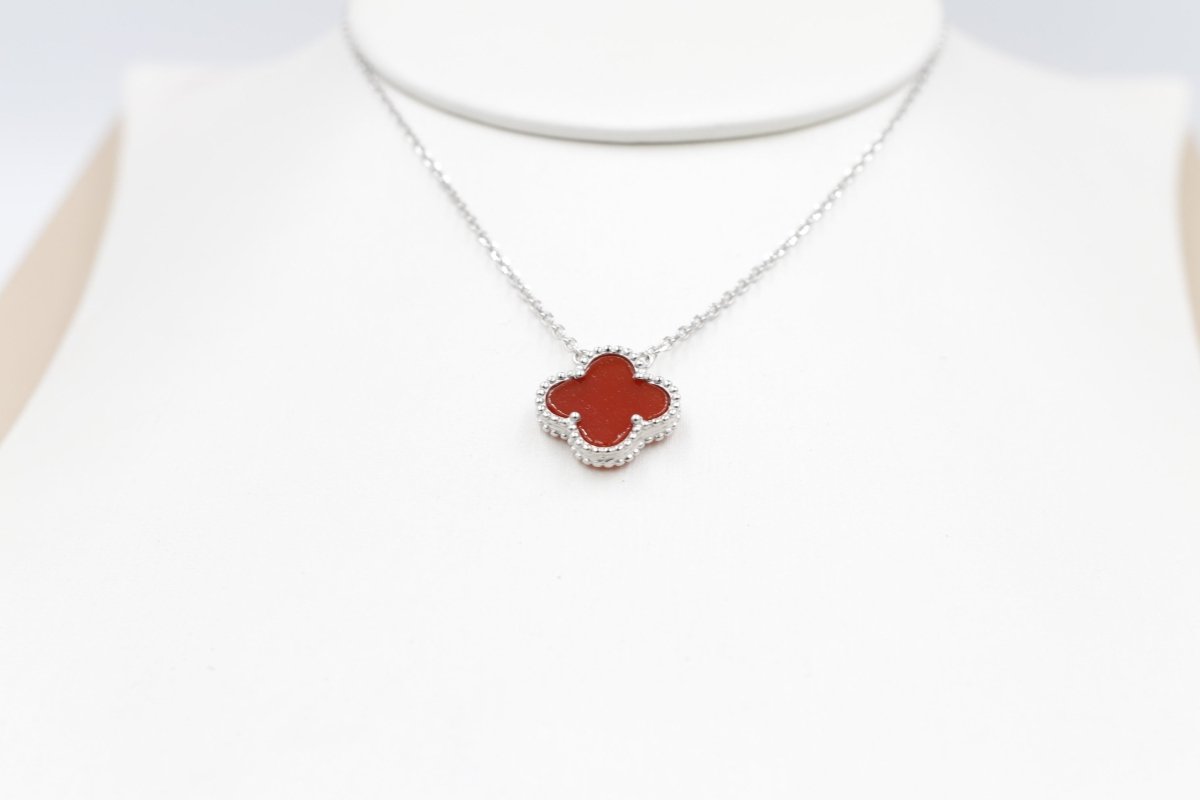 Stg Silver Necklace with Red Motif IRA08