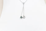 Stg Silver Necklace & Earring set with Green Motif IRA04