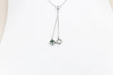 Stg Silver Necklace & Earring set with Green Motif IRA04