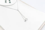 Stg Silver Necklace & Earring set with Green Motif IRA04