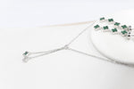 Stg Silver Necklace & Earring set with Green Motif IRA04