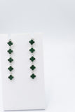 Stg Silver Necklace & Earring set with Green Motif IRA04