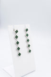 Stg Silver Necklace & Earring set with Green Motif IRA04