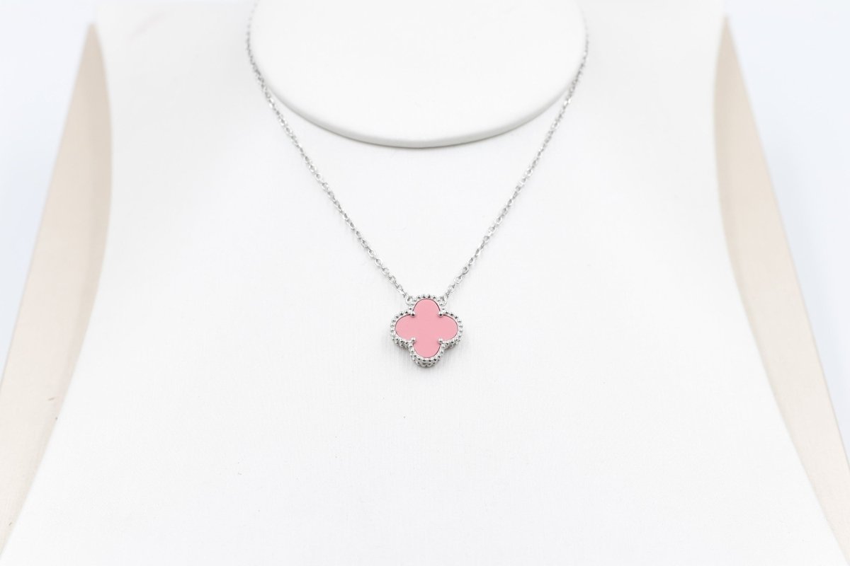 Stg Silver Necklace with Pink Motif IRA06