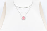 Stg Silver Necklace with Pink Motif IRA06