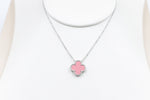 Stg Silver Necklace with Pink Motif IRA06