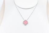 Stg Silver Necklace with Pink Motif IRA06