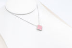 Stg Silver Necklace with Pink Motif IRA06