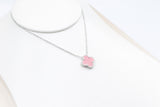 Stg Silver Necklace with Pink Motif IRA06