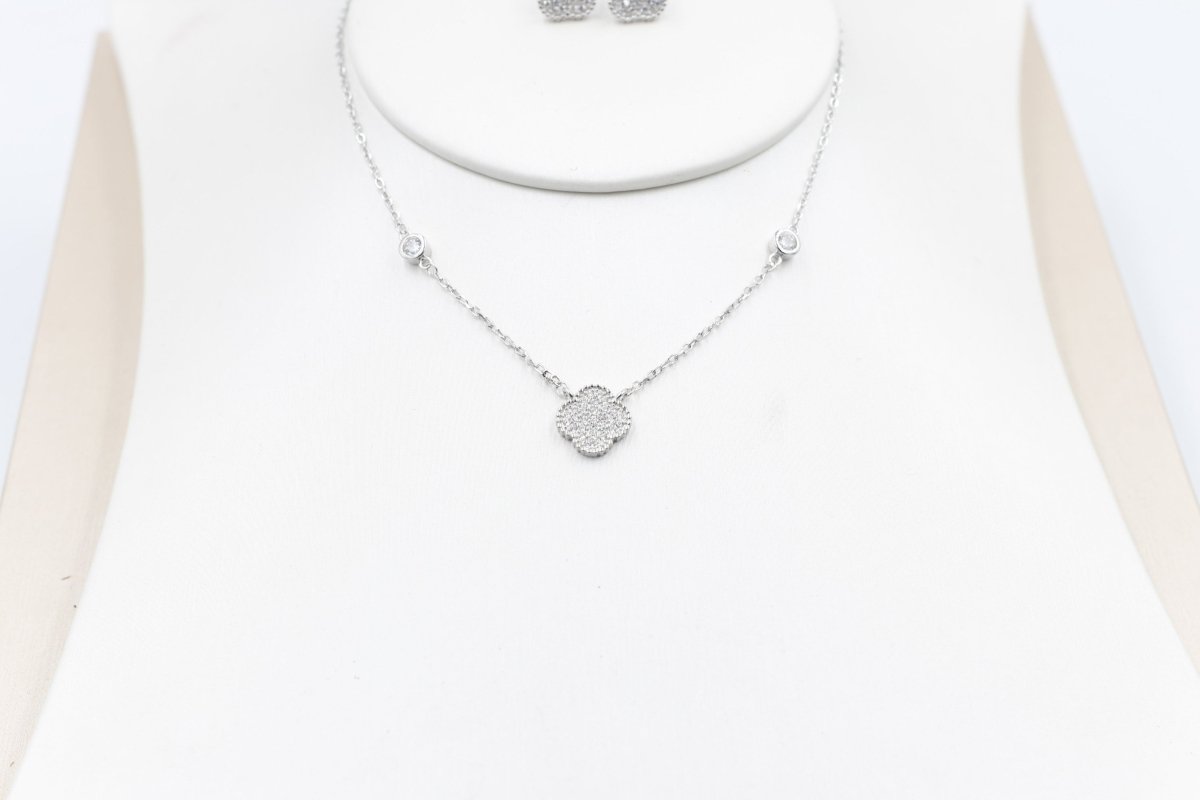 Stg Silver Necklace and Earring set with Motif IRA05