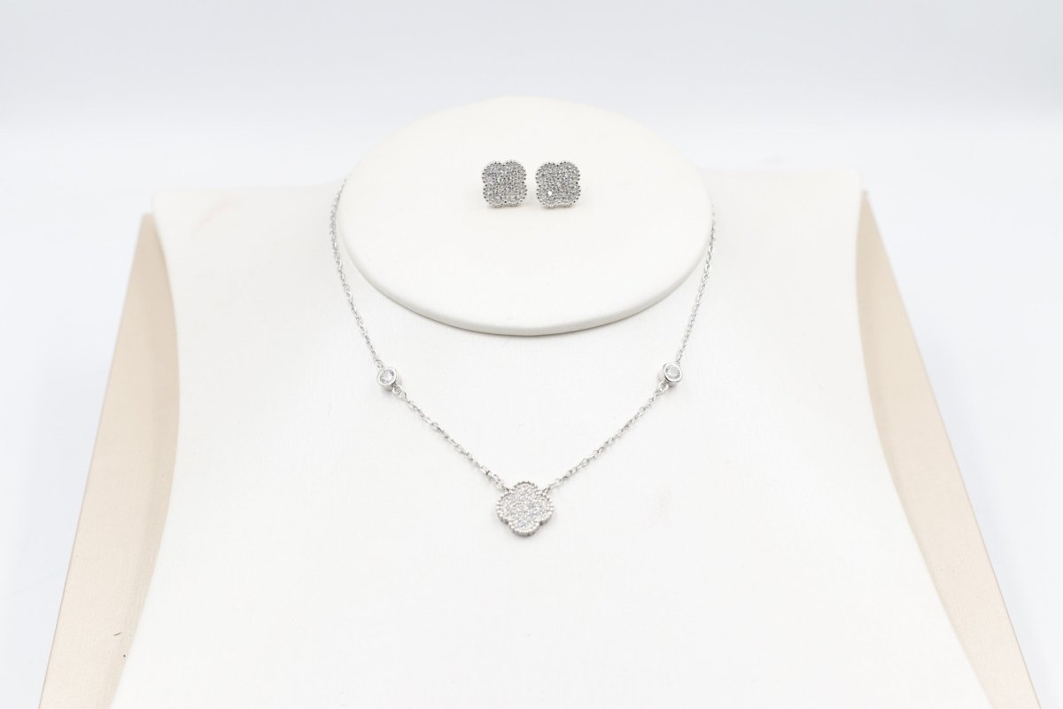Stg Silver Necklace and Earring set with Motif IRA05