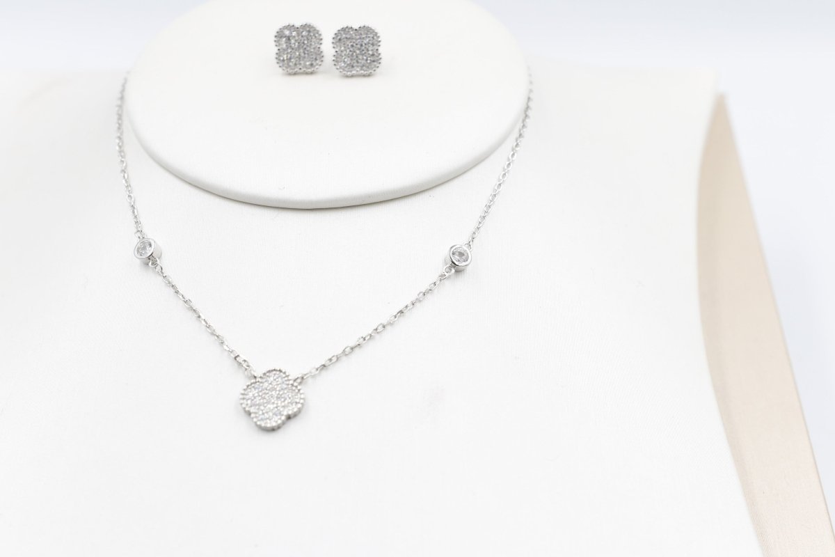 Stg Silver Necklace and Earring set with Motif IRA05
