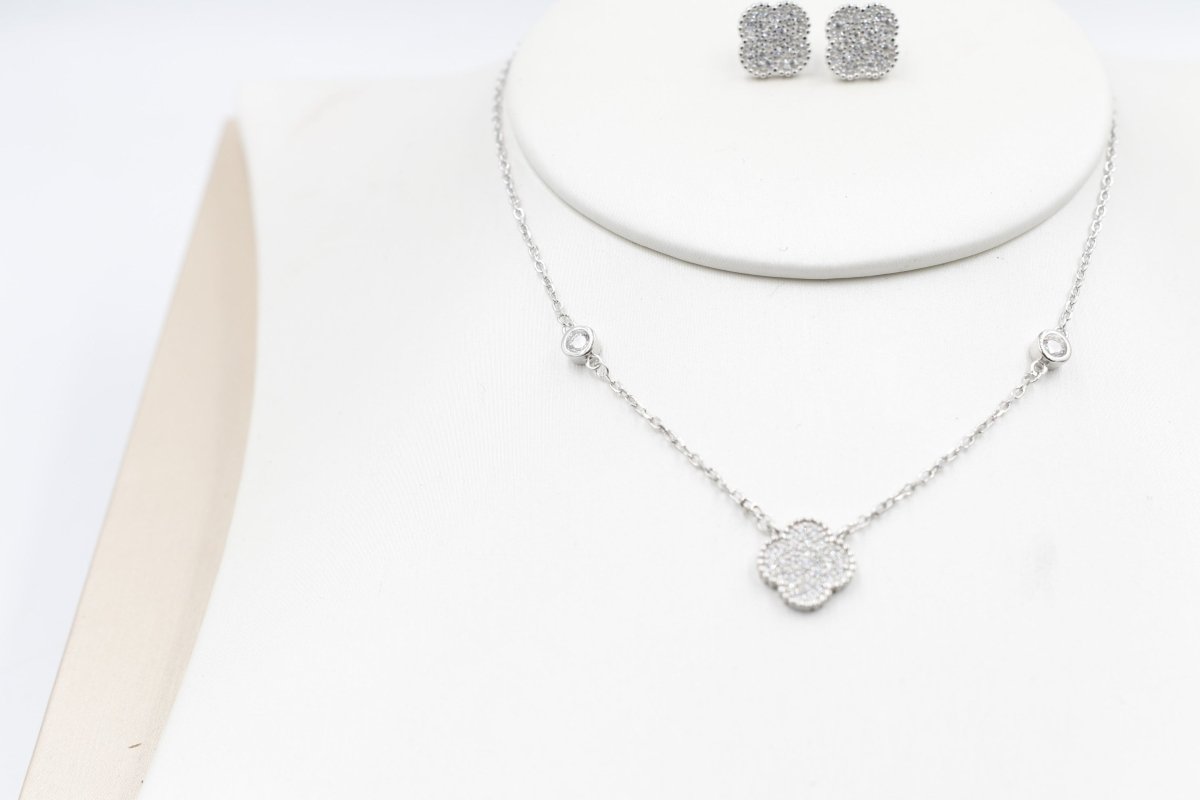Stg Silver Necklace and Earring set with Motif IRA05
