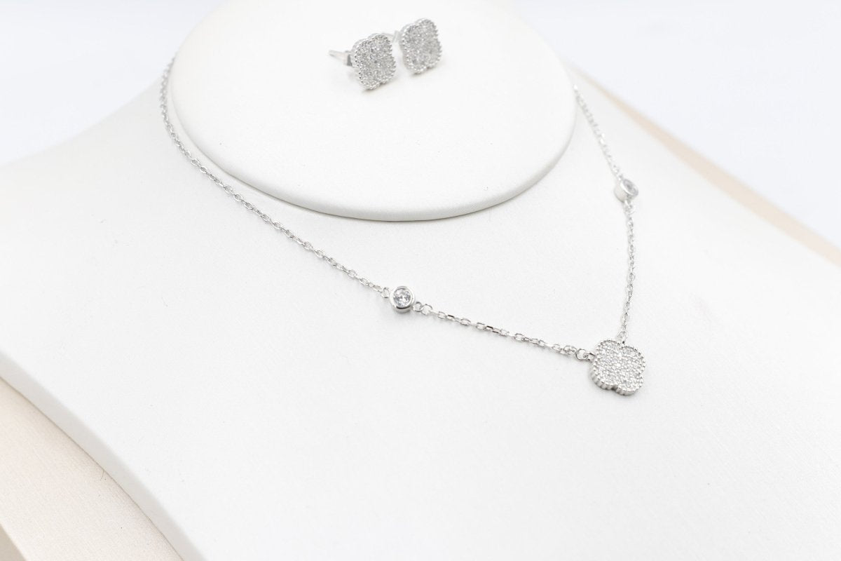 Stg Silver Necklace and Earring set with Motif IRA05