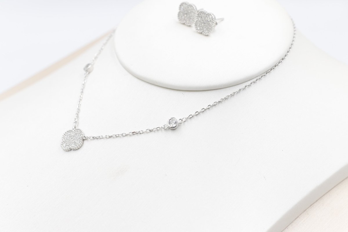 Stg Silver Necklace and Earring set with Motif IRA05
