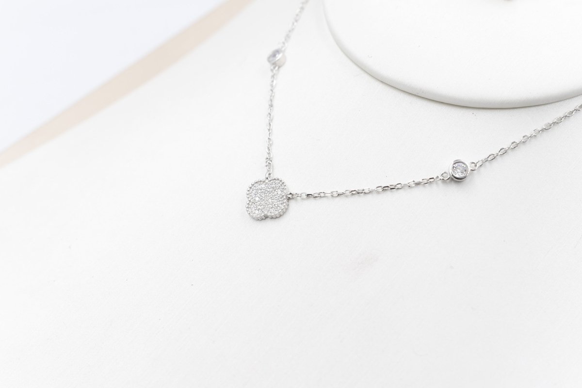 Stg Silver Necklace and Earring set with Motif IRA05
